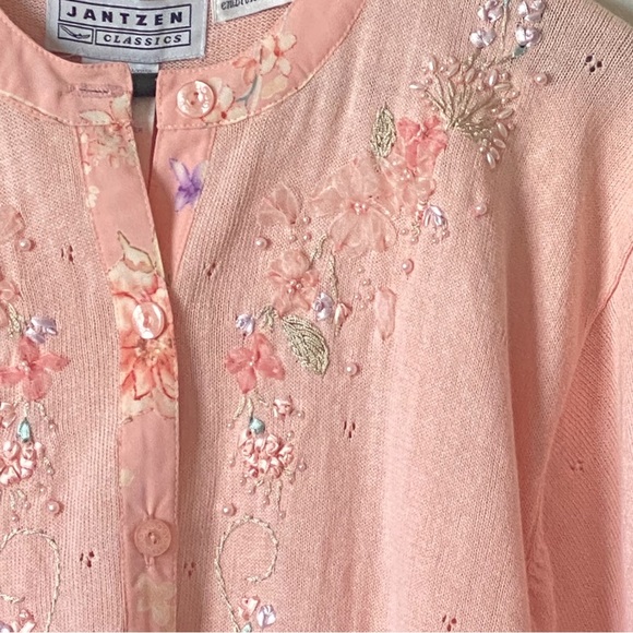 VINTAGE JANTZEN Cardigan Hand Embroidered Sz S - Picture 4 of 11